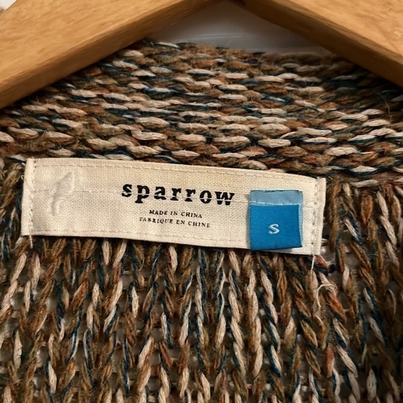 Anthropologie Sparrow linen blend Marled Fringe Knit Cardigan Size Small - Picture 3 of 5